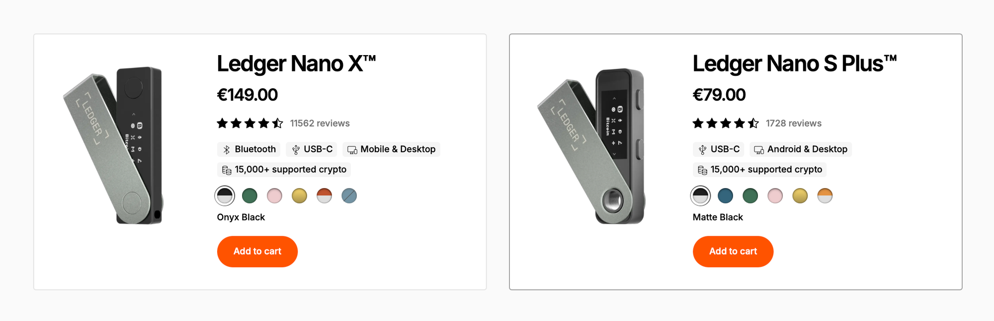 Ledger Nano X and Nano S Plus Cryptocurrency Wallet
